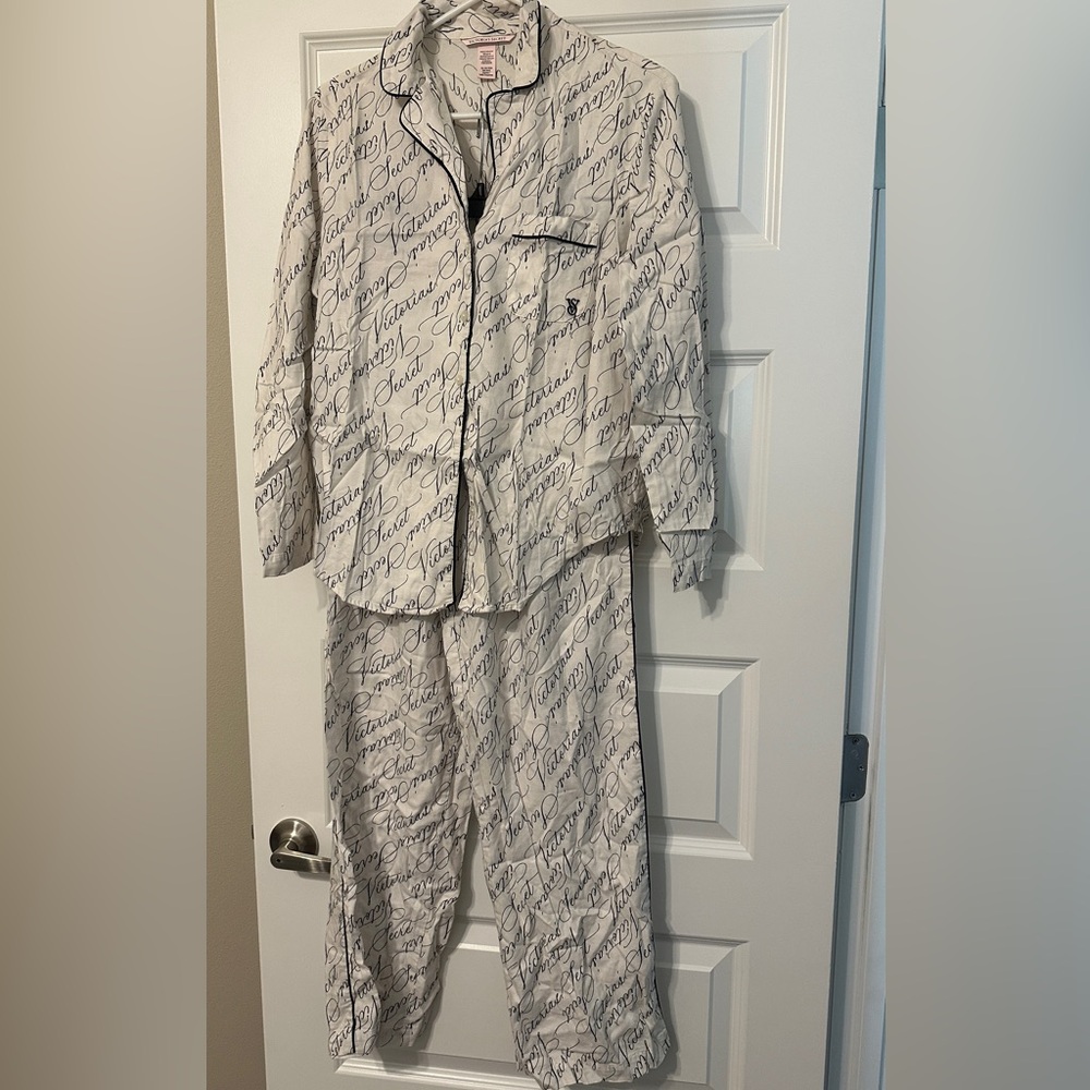Victoria Secret matching pj set. All white and black lettering, size xs.